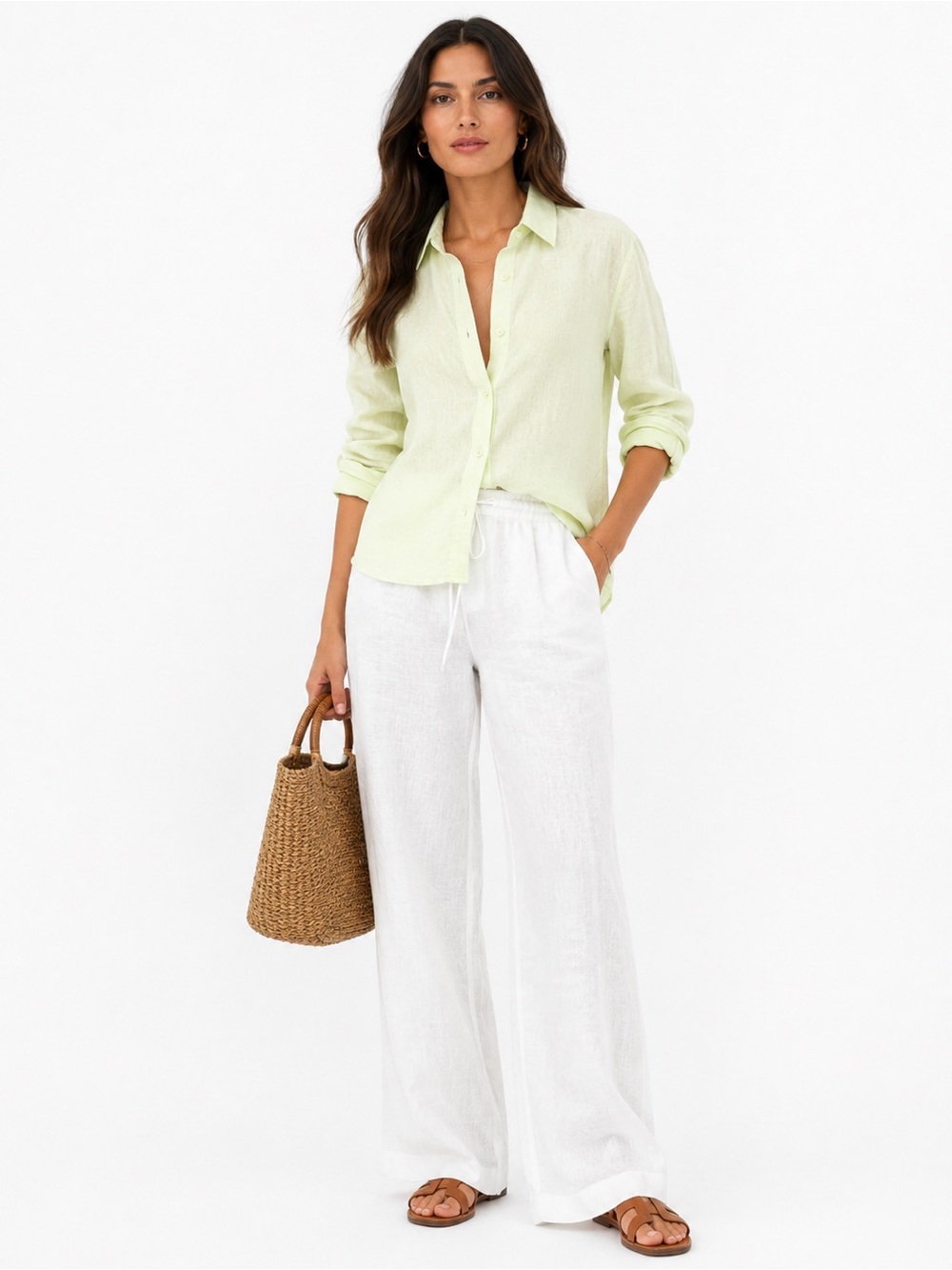 Banana Republic Lemon 100% Linen Long Sleeve Button-Up Shirt